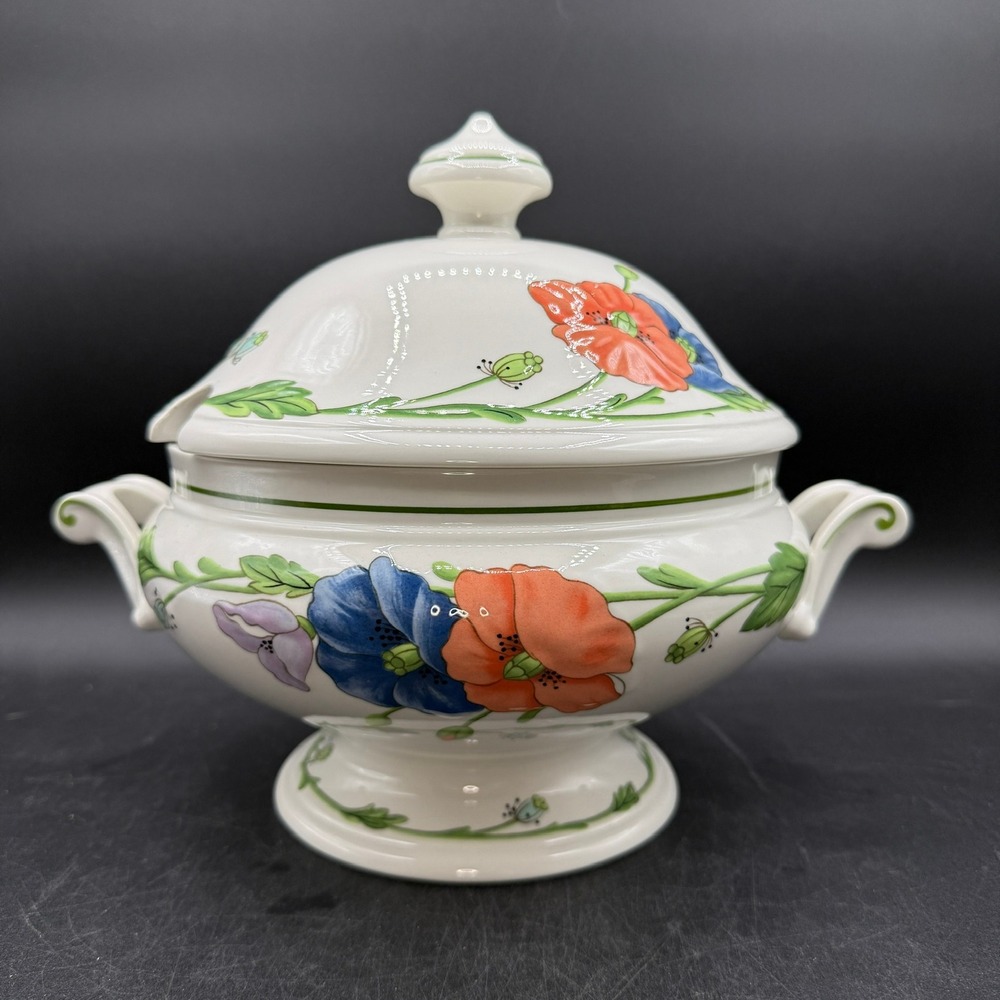 Villeroy Boch Amapola‎ Round Covered Vegetable 1.5 Qt Bowl Dish Footed Lidded